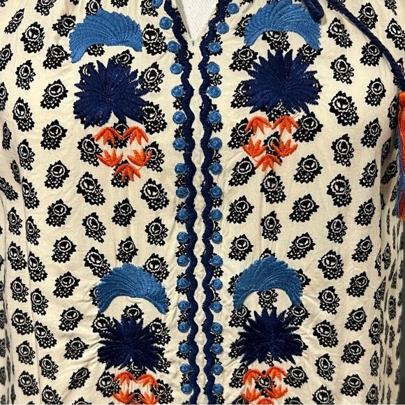 THML Embroidered Sleeveless Shift Dress Size S Halter Neck Boho Beachy Resort - Picture 4 of 10